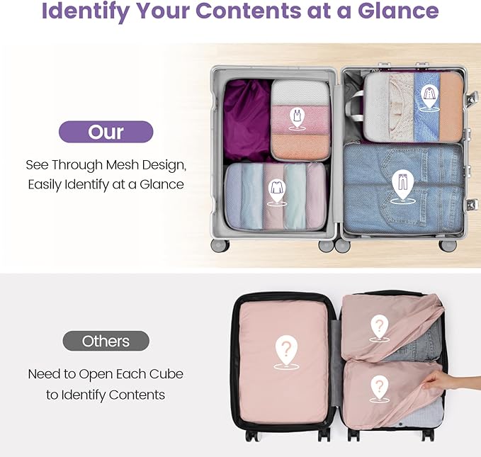 Cambond Compression Packing Cubes for Travel - Lightweight Expandable Travel Bags Luggage Organizers Travel Essentials Compression Cubes for Travel Space Saver for Carry on Suitcases Organizer