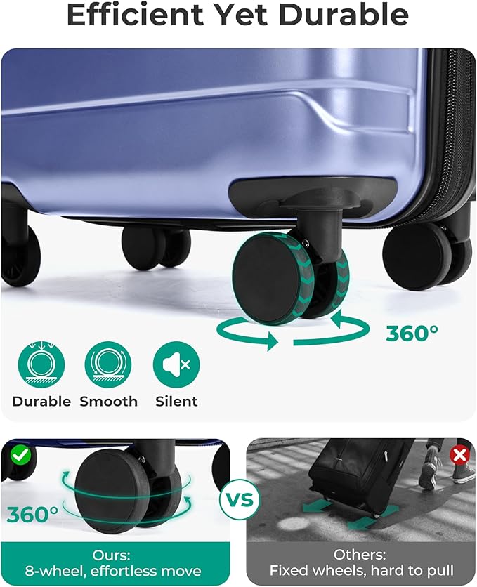 BAGSMART Carry On Luggage 22x14x9 Airline Approved with Spinner Wheels,Lightweight 20 Inch Luggage with TSA Lock,Expandable Hard Shell Carry On Suitcases for Men Women,Slate Blue