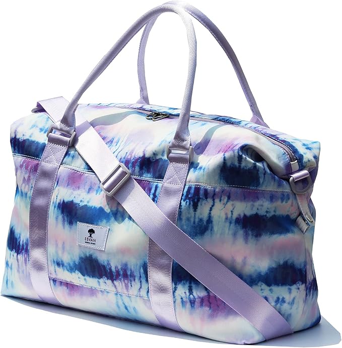 ESVAN Travel Tote Duffel Gym Bag,Weekender Overnight Carry-on Tote Crossbody Bag with Wet Pocket and Trolley Sleeve Upgraded