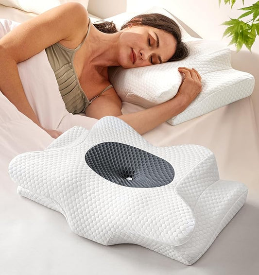 Sleep Doctor Approved Cervical Neck Pillow Sleeping, Ergonomic Contour Side Sleeper Pillows Adults, Cooling Orthopedic Pillow Pain Relief Support, Memory Foam Back Stomach Sleepers Gray, King