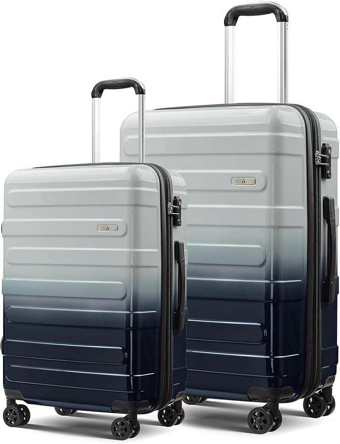 Tolino Luggage 2 Piece（20in/24inch Expandable Luggage Hardshell PC+ABS Leopard Suitcase with Spinner Wheels TSA Lock, Lightweight Rolling Suitcase for Women