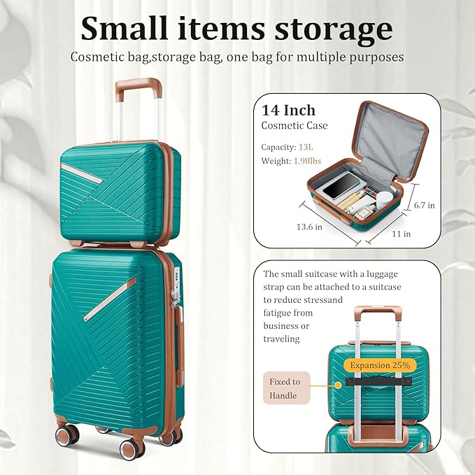 4 Piece Expandable Hardshell Pink Luggage Sets with Spinner Wheels, Lightweight Travel Suitcase Set with TSA Locks, 20 inch Carry On for Women (Coral, 4 Piece Set)