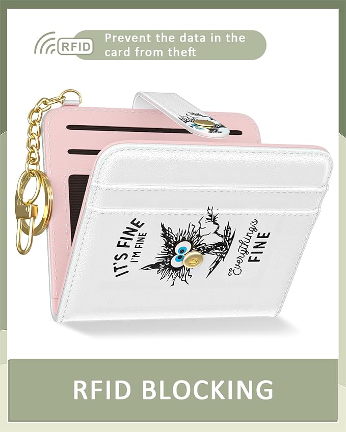 Aiawoxc Womens Wallet, RFID Small Wallets for Women, Slim Compact Credit Card Holder, Cute Leather Bifold Ladies Purse with Zipper Coin Pocket and ID Window, Fine Cat