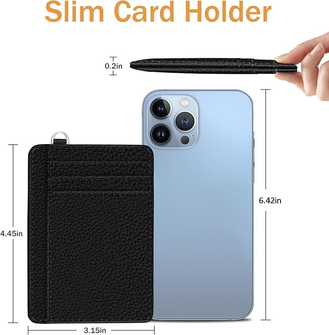 Yonlevres Credit Card Holder Slim Wallet, RFID Wallet Women Front Pocket Small Card Holder, Travel Cute Funny Thin Card Case ID Window PU Leather RFID Blocking Card Organizer Gifts Girls Ladies