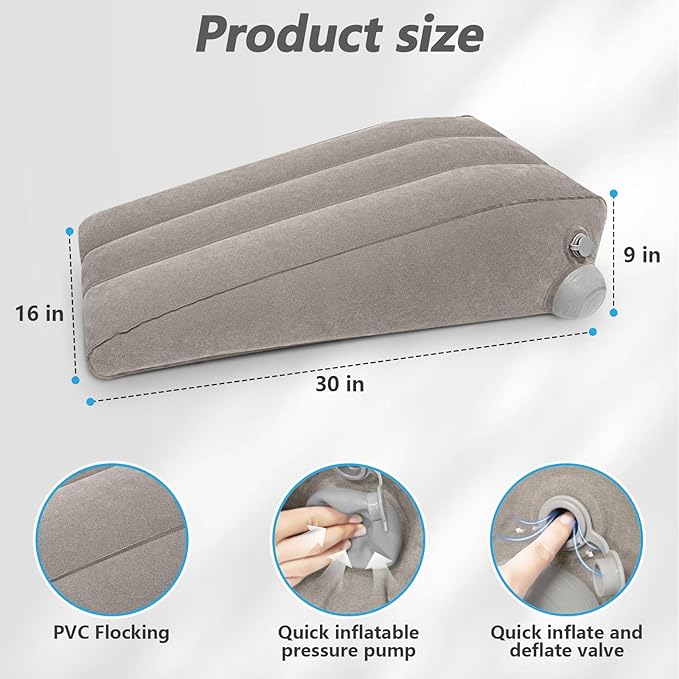 Inflatable Leg Elevation Pillow for After Surgery, Leg Wedge Pillow for Post-Surgery Recovery, Adjustable Height for Foot Ankle Knee, with Easy Press Pump Valve, Single Leg