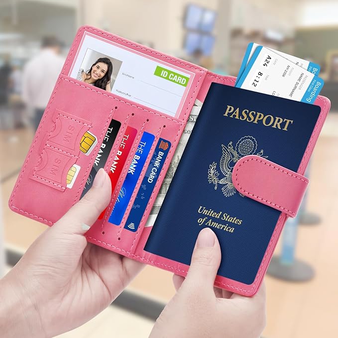 Herain Passport Holder for Travel Cruise Essentials, 2 Pcs Passport Cover Wallet Case Travel Gifts Women Men Family, RFID Passports Book Card Holders Travels Accessories Must Haves