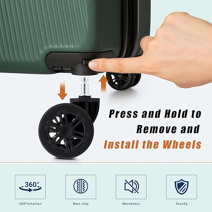 Expandable Carry on Luggage Sets,Suitcases with Detachable Wheels Hardshell 22x14x9 Airline Approved,Lightweight Luggage Set with TSA Lock,Carry on Suitcase