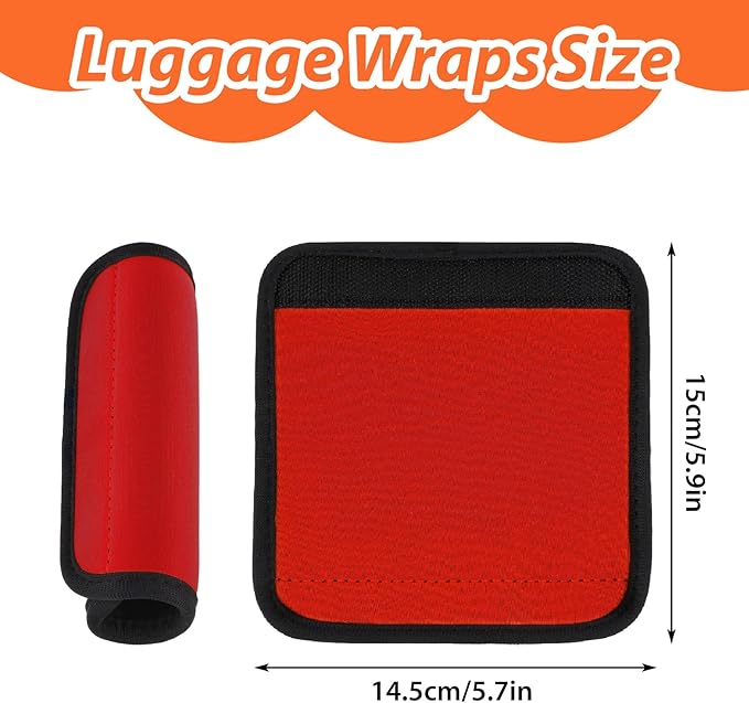 2Pack Luggage Handle Wrap for Suitcase Travel Essential Bright Red Color Soft Luggage Identifiers for Suitcases Neoprene Material Comfortable Suitcase Handle Wraps for Suitcase for Traveling