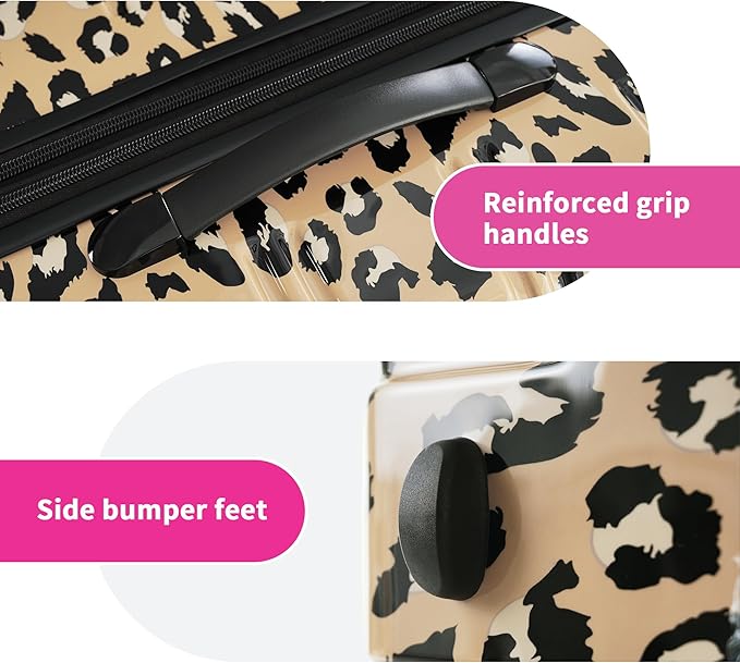 Merax Suitcase Set, Hardshell Luggage Sets 3 Piece with Spinner Wheels, Expandable Durable Suitcase with TSA Lock Lightweight 20" 24" 28", Brown Leopard