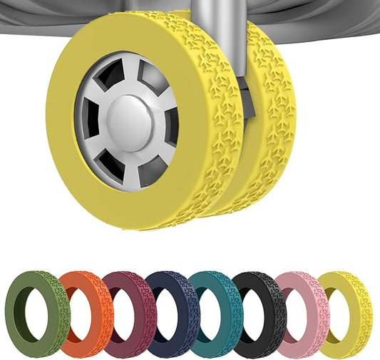 8 Pack Luggage Wheel Covers,Silicone Protective Covers for 2-2.4" Suitcases Spinner Wheel,Upgraded Wear-Resistant, Silent, Shock Absorption Luggage Accessories for Carry-On Travel(Yellow)