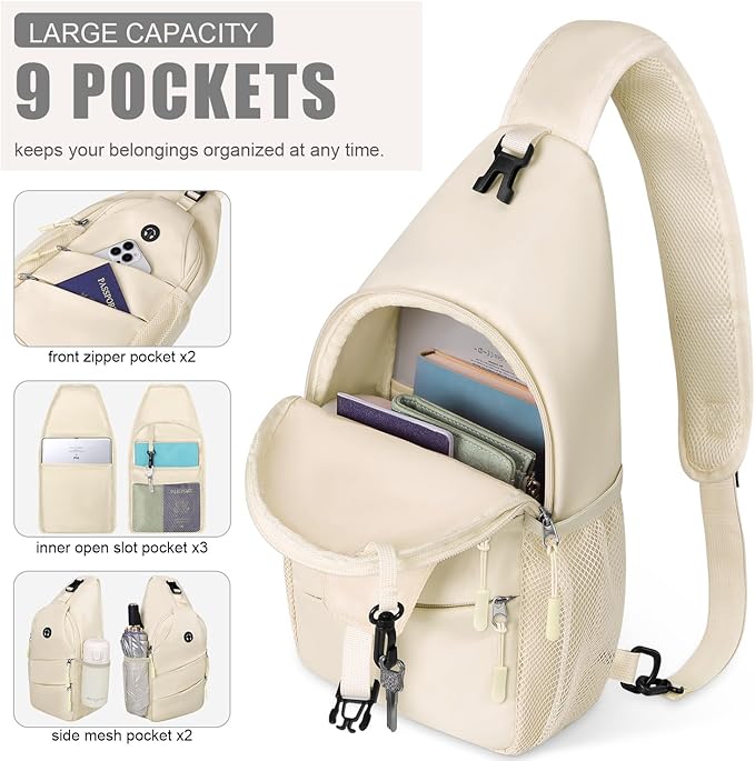 Crossbody Bags for Women Men Trendy Sling Bag Backpack Casual Chest Bag with Convertible Shoulder Strap