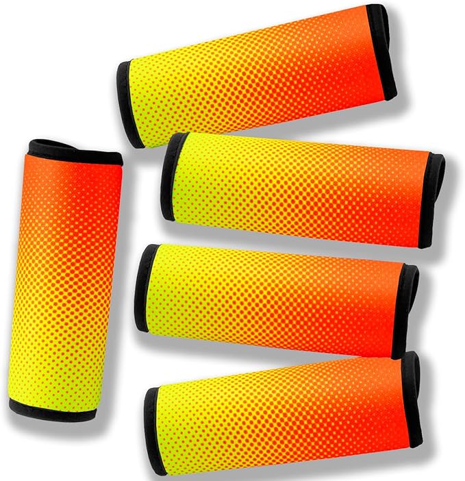 Luggage Handle Wrap for Suitcase-Printed Bright Neoprene Luggage Tags/Grips/Identifiers/Markers/Covers/Gripper for Suitcases Carry On Bags 5 Packs (Orange Dot)