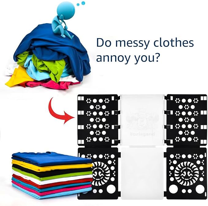 BoxLegend Version 3 Shirt Folding Board T Shirt Clothes Folder Durable Plastic Laundry Folders Folding Boards Helper Tool for Adults and Children (Black&White)