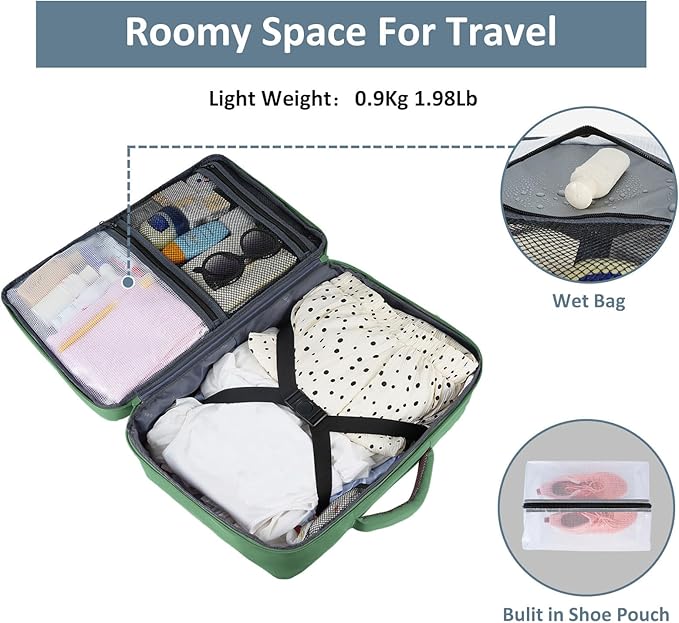 Taygeer Travel Backpack for Women Men, 40L Airline Approved Carry On Backpack with 17.3 inch Laptop Compartment, TSA Friendly Daypack, Backpack for Business Hiking Travel, Peridot Green