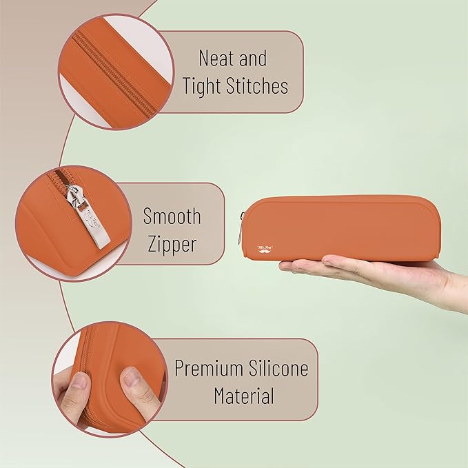 Mr. Pen- Silicone Pencil Case, Terracotta Color, Aesthetic Pencil Pouch