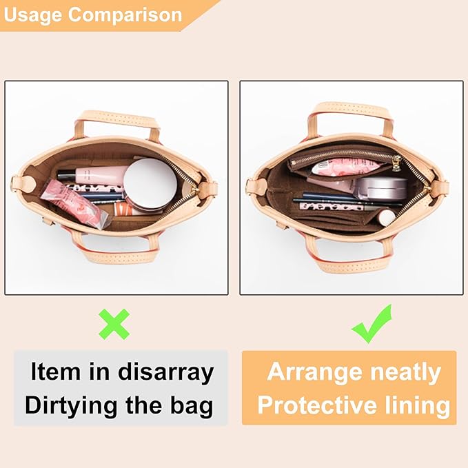 Doxo Purse Organizer Insert for Longchamp Mini/XS Handbags/Neverfull BB,Keeps Le pliage Mini Bags Neat And Shaped (XS/BB,Brown)