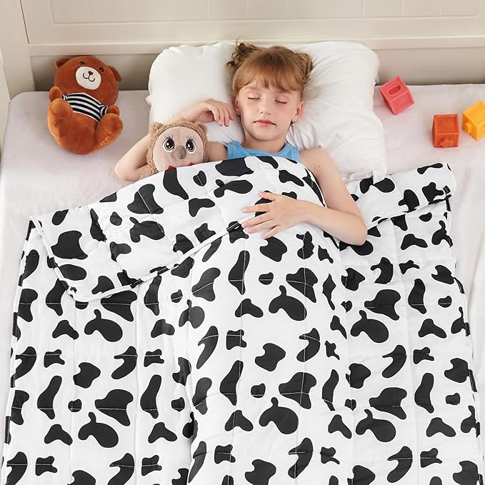 yescool Cow Print Weighted Blanket 3 Pounds Cooling Weighted Lap Blanket, Heavy Blanket for Sleeping, Weighted Throw Blanket Gifts for 20-40lbs,36"x48"