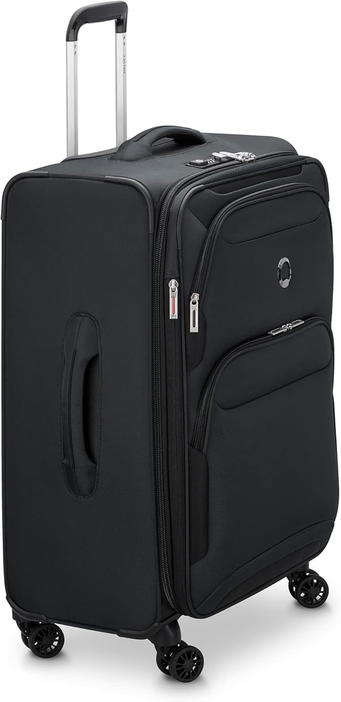 DELSEY PARIS Sky Max 2.0 Softside Expandable Luggage with Spinner Wheels, Black, 2-Piece Set (21/24)