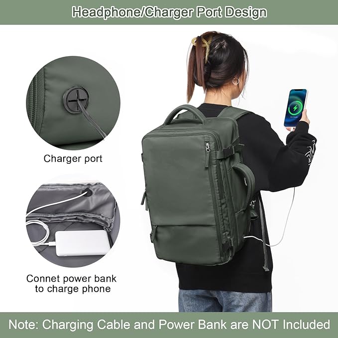 Large Expandable Travel Backpack for Men and Women, 17 Inch Laptop, Waterproof, Casual, College Bookbag, Backpack for Women, as Person Item Flight Approved