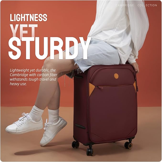 Verage Cambridge Lightweight Carry On Luggage,Softside Expandable Suitcase with Spinner Wheel (20-Inch, Burgundy)