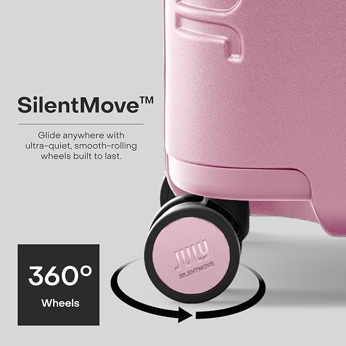 Checked Plus with CaseSafe - 28.75" Trackable TSA Lock Airline Approved Check In Luggage with Wheels, Rolling Suitcase for Men & Women - Silent Spinner Wheels, Y-Strap - Blush Pink