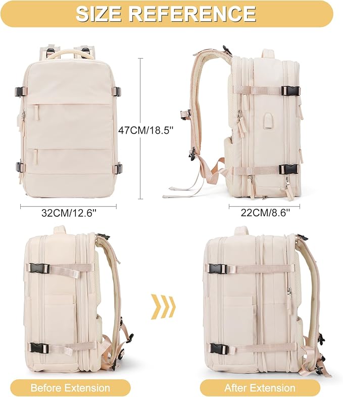 Expandable Travel Backpack For Women Men Airline Approved Personal Item Backpack For Airlines Carry On Backpack Flight Approved Waterproof Backpack For Traveling On Airplane Weekender Travel Bag