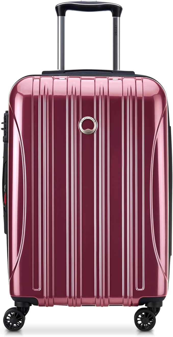 DELSEY PARIS Helium Aero Hardside Expandable Luggage with Spinner Wheels, Peony Pink, Carry-On Plus 21 Inch