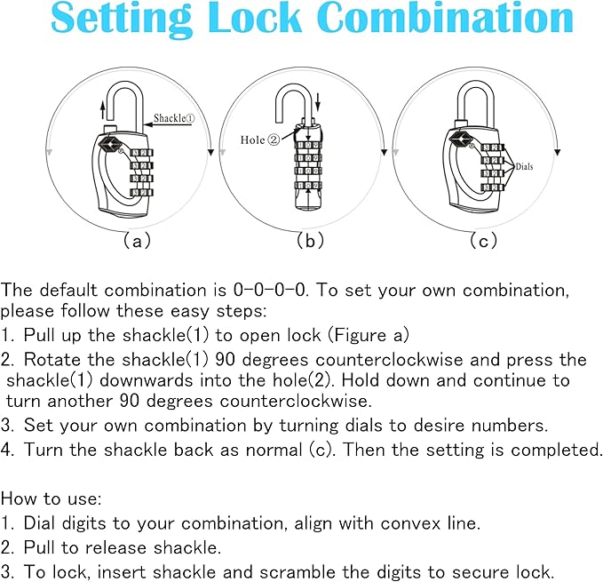 Lumintrail TSA Approved Locks, 4 Digit Combination Luggage Locks TSA Approved, Travel Locks for Luggage & Suitcase with 4-FT Steel Cable, Black, 2 Pack