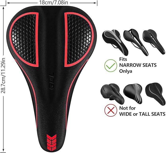 Bike Seat Cushion Gel Padded Bike Seat Cover Extra Soft Comfy for Men Women Comfort,with Peloton Stationary, Exercise, Mountain Bikes, Road & Electric