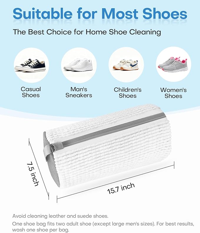3-IN-1 Laundry & Shoe Washing Machine Bag Kit : Laundry Shoe Bag for Washer and Dryer,Reusable Shoe Cleaning Bag for Sneakers,Tennis,Self-locking Zipper & Microfiber,Include 3 Laundry Bag & 2 Shoe Bag