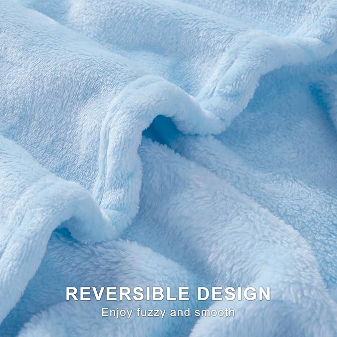 Hansleep Fleece Light Blue King Blanket, Super Soft Flannel Fuzzy Plush Cozy Blanket for All Seasons, Light Blue, King 90x108 Inches