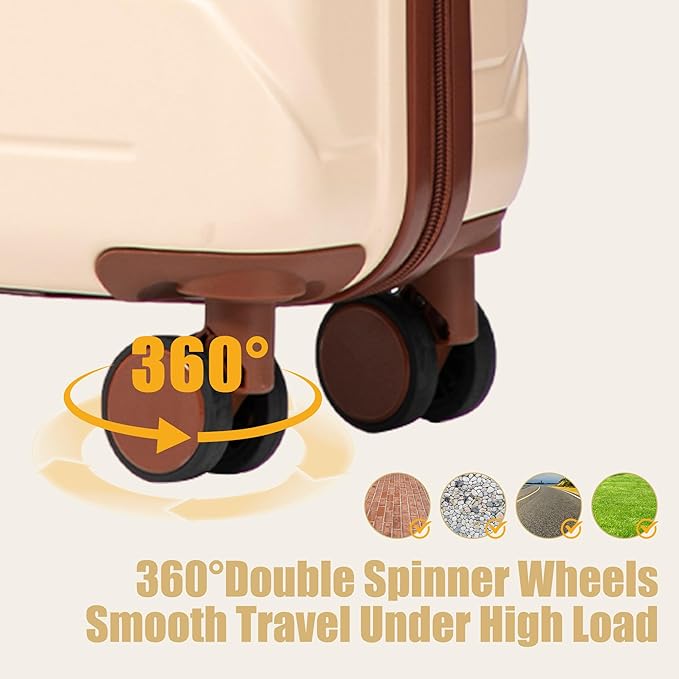 20 Inch ABS Hard Shell Travel Checked Luggage With Combination Lock, Beige