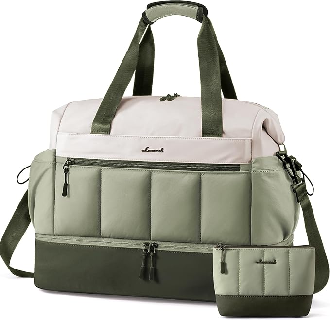 LOVEVOOK Travel Duffel Bag, Weekender Bags for Women, Large Overnight Bags with Shoe Compartment, 47L Carry on Gym Hospital Bag with Wet Pocket, 2 Pcs