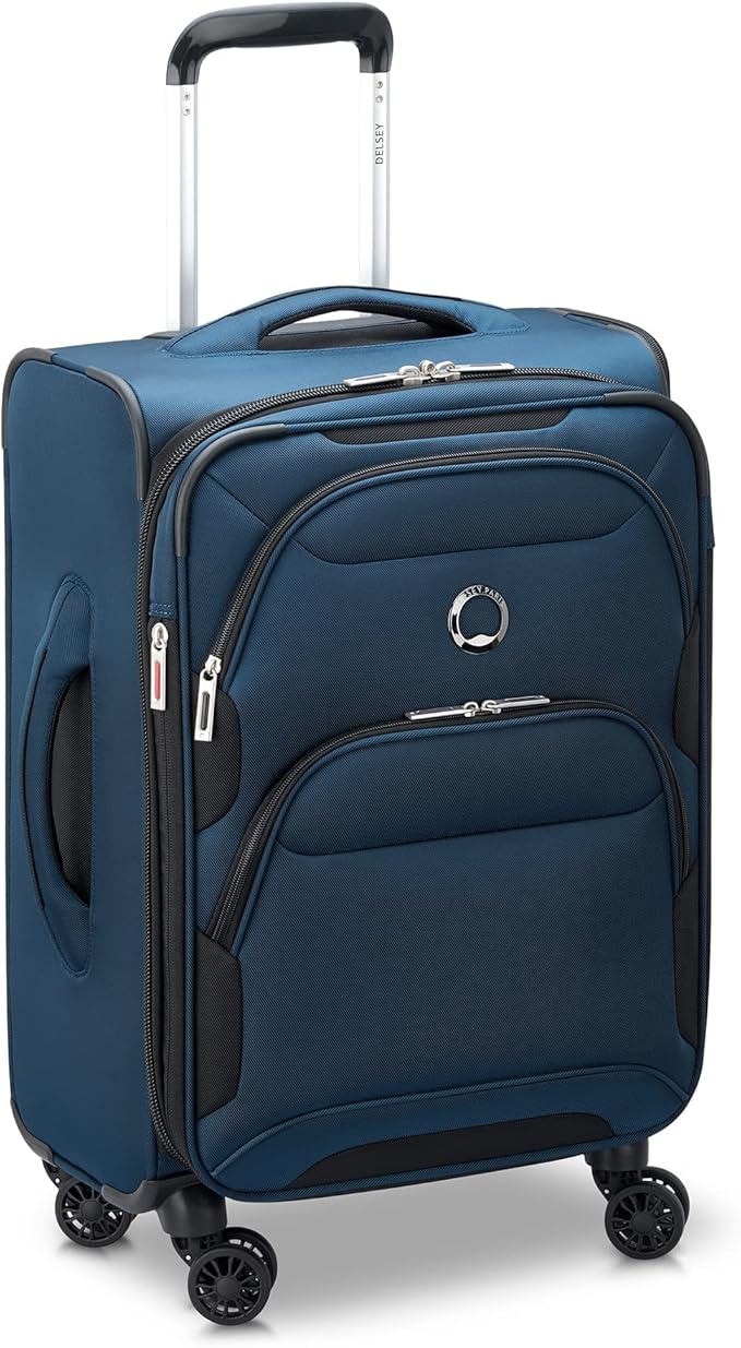 DELSEY PARIS Sky Max 2.0 Softside Expandable Luggage with Spinner Wheels, Blue, Carry-on 21 Inch
