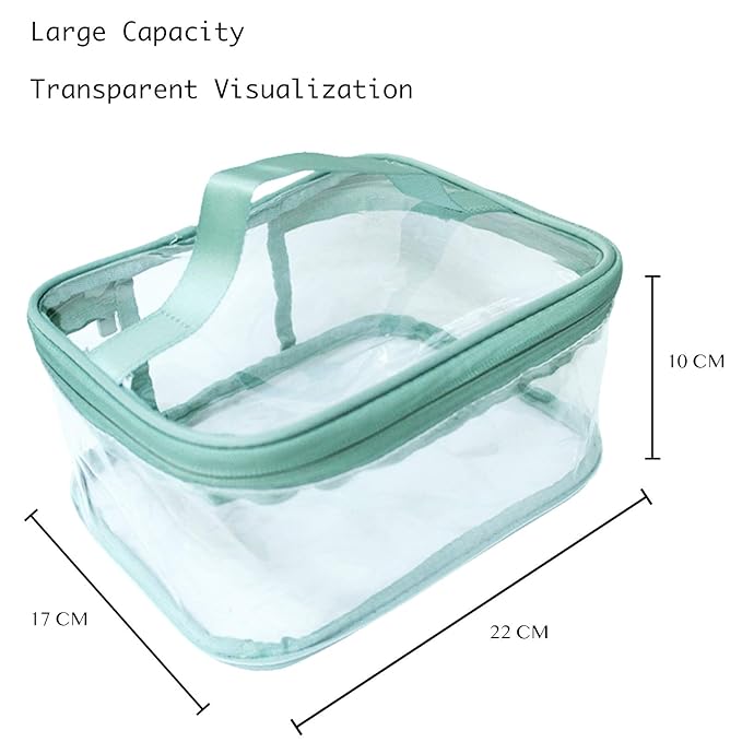 Toiletry Bag Makeup Cosmetic Clear Bag Portable Waterproof Transparent Travel Storage Green