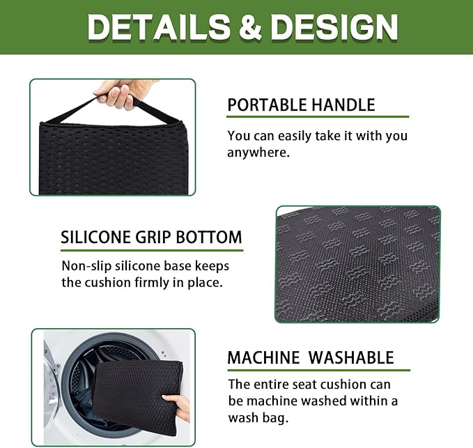 Esme L&H Stadium Seat Cushions, 3D Mesh Fabric Bleacher Cushion, Portable Stadium Seat Cushion for Bleachers