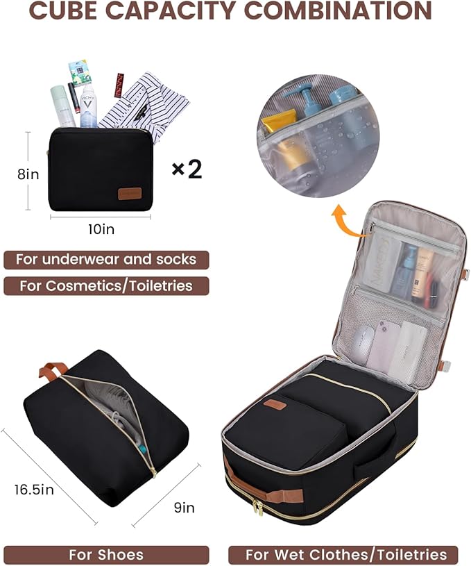 LOVEVOOK 56L Travel Backpack for Women & Men, Airline Approved Carry On Luggage with 3 Packing Cubes, TSA Overnight Bags, Waterproof Personal Item Bag, Weekender Essentials Backpacks fits 17" Laptop