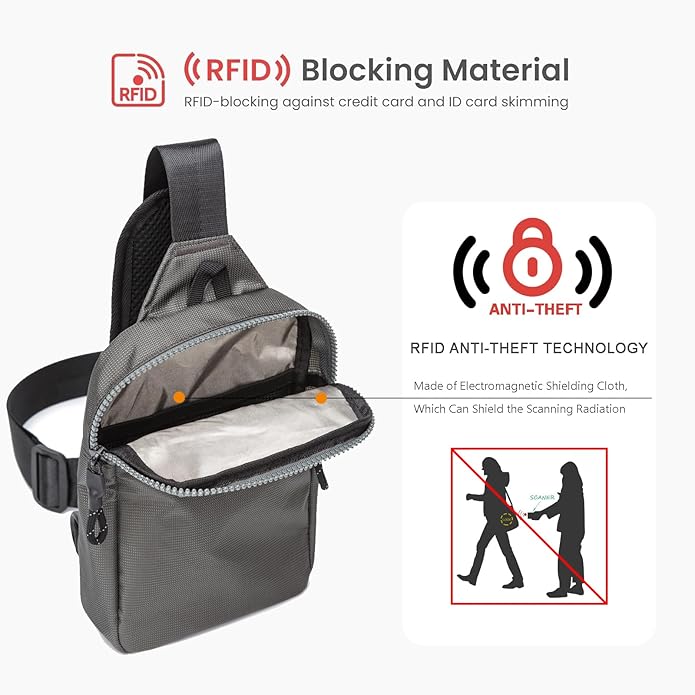 higouta Mini Sling Bag for Men Women, RFID Blocking Crossbody Backpack Casual Utility Chest Phone Bag for Travel Workout