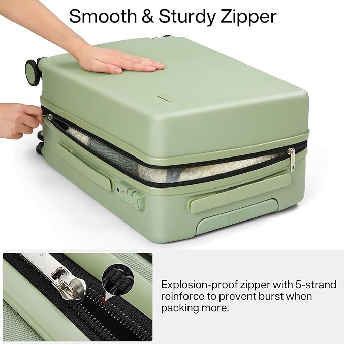 Hanke 20 Inch Hard Shell Suitcases with Spinner Wheels, Lightweight Carry On Luggage 22x14x9 Airline Approved Built-in TSA Lock, Durable Suitcase Rolling Luggage Carry-On Bag(Bamboo Green)