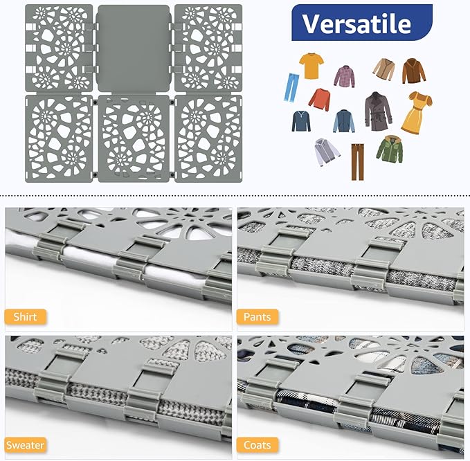 BoxLegend Shirt Folder Board V2 - Durable Plastic Clothes Folding Board Tshirt Organizer T-shirt Folder - Easy and Fast Folding for Adults and Kids - Grey