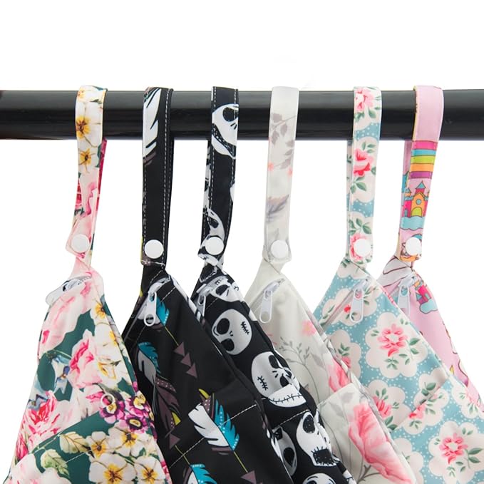 ALVA ALVABABY 2pcs Cloth Diaper Wet Dry Bags Waterproof Reusable with Two Zippered Pockets Travel Beach Pool Daycare Soiled Baby Items Yoga Gym Bag for Swimsuits or Wet Clothes LZ0506