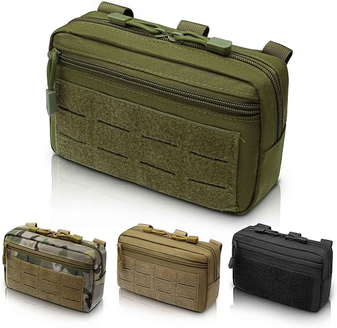 2 Pack 1000D Laser Cut Molle Pouches - Tactical Compact Water-Resistant Utility Admin Pouch for Vest Backpack Duty Belt Tactical Vests