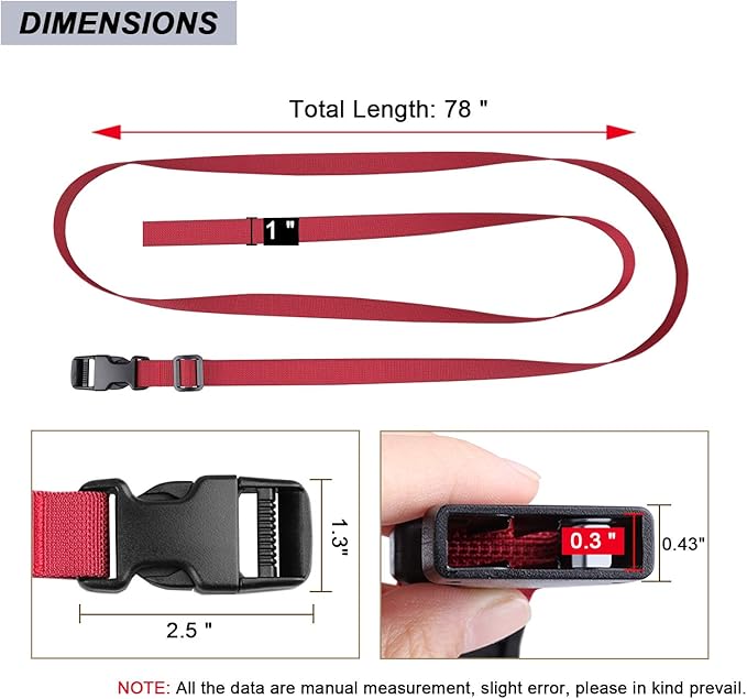 MAGARROW 78" x 1" Strap Buckle Packing Straps Adjustable 1-Inch Belt