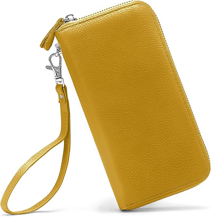 Moflycom Womens Wallet RFID Blocking Genuine Leather Zip Around Wallet Clutch Wristlet Travel Long Purse for Women