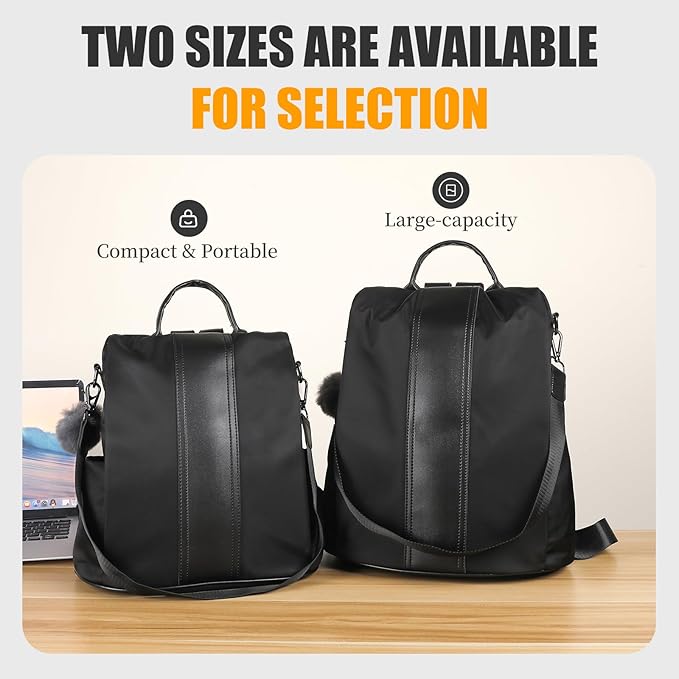 PINCNEL Women Backpack Purse Waterproof Nylon Anti-theft Rucksack Lightweight Shoulder Bag