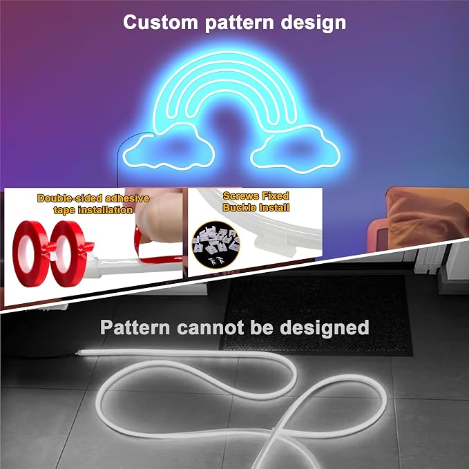 Cozylady 12M(2 Roll 6M) RGB Neon Lights LED Rope Light,40ft Waterproof Bluetooth APP Remote Control Music Sync Strip Light,24V Flexible DIY Silicone Light for Bedroom Home Indoor Outdoor Decor(40ft)