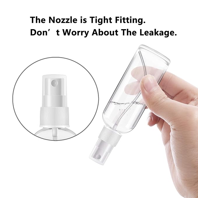 ZEROFIRE 4 Pack Spray Bottles 1oz Clear Plastic Empty Refillable Mini Spritzer for Travel, Cleaning, Gardening, Skin Care Atomizer for Essential Oils, Perfume