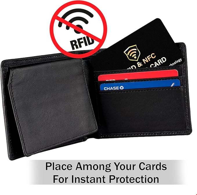 SaiTech IT 50 Pack RFID Blocking Card, One Card Protects Entire Wallet Purse, NFC Contactless Bank Debit Credit Card Protector ID ATM Guard Card Blocker–(Black)