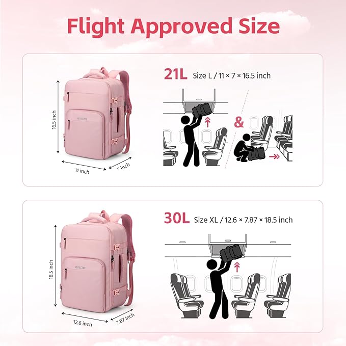RealCool Travel Backpack for Women Men - Gift for Travelers, Students & Professionals, 17.3 Inch Laptop Carry On Backpack, TSA Flight Approved, College School Business Weekender Daypackg -Pink