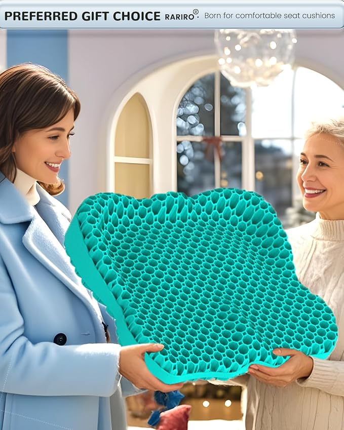 Thickened Gel Seat Cushion, Egg Gel Chair Pads for Wheelchair Pressure Coccyx Sciatica Pain Relief, Cooling Desk Seat Cushion for Kayak, Car, Office Chair Long Sitting[Green-2.75"]